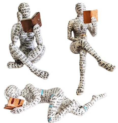 Yahu Lando 3 Pcs Reading Women Figurine, Thinker Statue,Modern Bookshelf Decor,Aesthetic Sculpture,Room Decor Modern Abstract Decoration on Shelf Table Desk for Living Room Office Bedroom