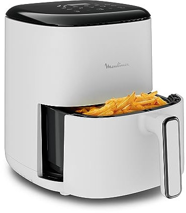 Moulinex Easy Fry Compact 3L – Freidora de aire 1300 W, ahorro energético 70%, cocina rápida, 10 programas, panel de control digital, color blanco, EZ145A