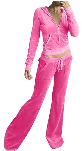 Survêtement Femme Ensembles Velours Sportswear Sweat Zippé à Capuche Pantalon 2 Pièce Jogging Suit Sport Décontracté Tenue Couleur Unie Survêtement Deux Pièces en Velours pour Femme avec Capuche