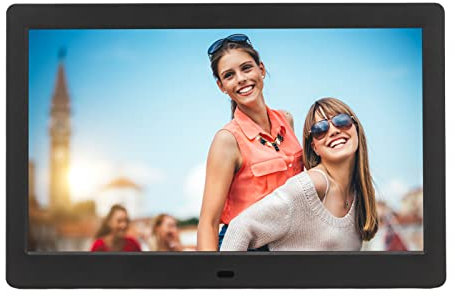 Cornice Digitale da 10 Pollici, Album Fotografico con Cornice Elettronica LCD Smart HD16: 9, con Calendario Orologio, con Telecomando, per Amici di Famiglia (Spina europea)