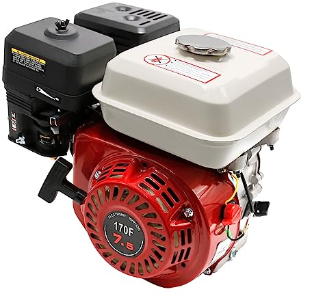 Qrooviiy 4-Stroke 7.5HP 210cc Gas Engine - 3/4 (19MM) Shaft Diameter,Pull Start Petrol Engine,GX170F OHV Air Cooled Horizontal for Go Karts,Mini BikeLog,Microtiller,Lawn Mower…