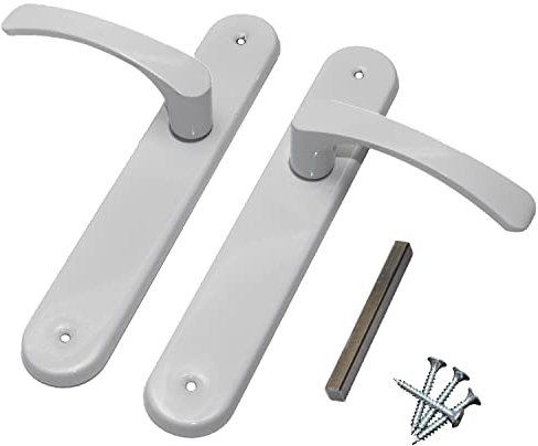 SolaDirect Modern White Interior Door Handle Set with Sleek Lever Design and Backplate, Ideal for Bedroom and Bathroom Doors, Durable and Easy to Install, Includes All Necessary Screws and Components