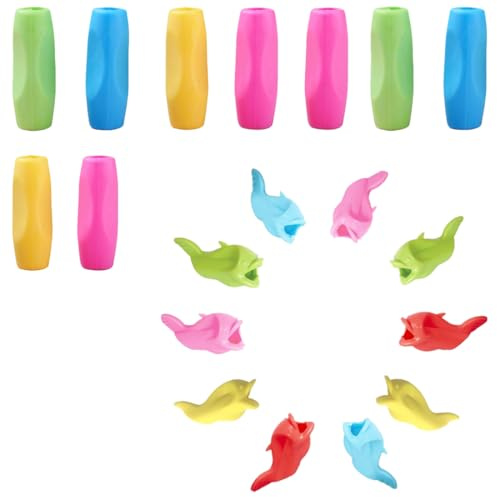 SGERUFZ 20 Pcs Aide Écriture Enfant Crayon Silicone Pencil Grips Ergonomiques Tenue Stylo pour Droitier ou Gaucher Idéal pour Ecriture Dessin et Coloration Couleur Aléatoire