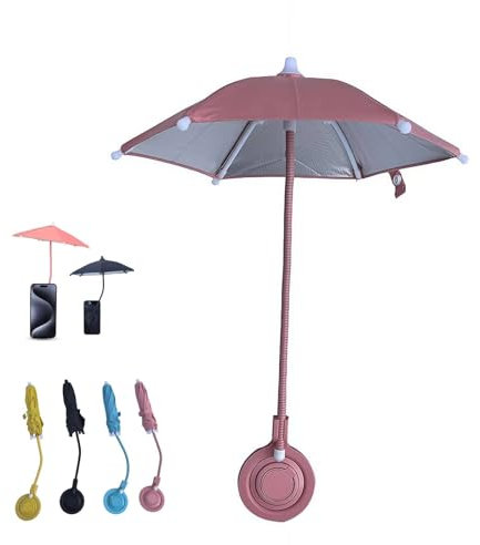 Magnetic Mobile Phone Umbrella Shade for Sun, Outdoor Phone Holder with Adjustable Sun Umbrella, Flexible Angle Design & Strong Suction Cup, Fit for All phones (Pink)