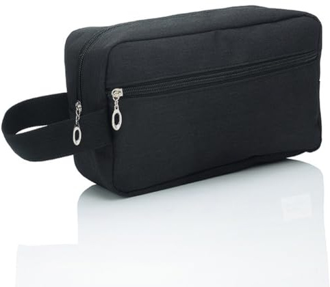 Travel Toiletry Bag for Men Women, Large Portable Wash Bag Water-Resistant Gym Shaving Organiser Tool Bag Shower Bathroom Makeup Bag with Handle Dopp Kit for Travel Essentials Cosmetics Brushes, Black