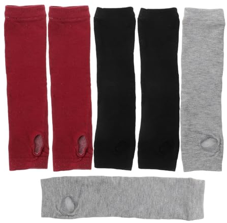 Beaupretty 3 Pairs Long Fingerless Gloves with Thumb Hole Cotton Blend Arm Warmers for Women Stretchy Knit Hand Warmers for Winter Spring Autumn
