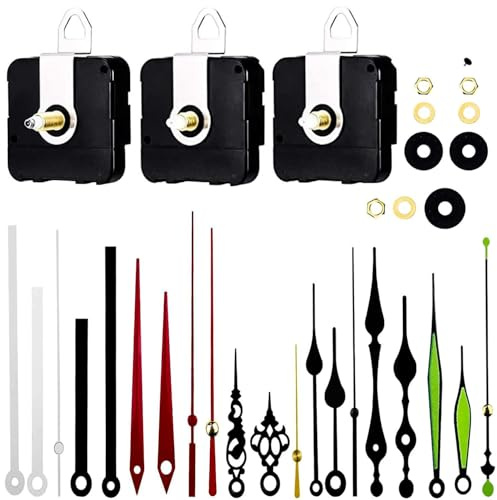 Esteopt 3 Uhrwerk für Wanduhr 13/16/22mm mit 7 Uhrzeiger Sets uhrwerke zum selbsteinbau mit Zeiger