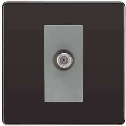 BG Screwless Black Nickel Satellite Socket FBN64G