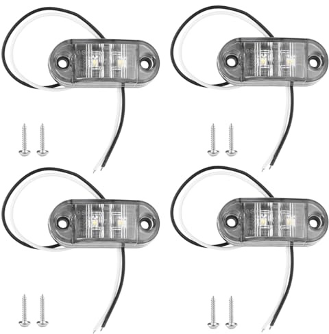 4 PCS Blanc IP65 12 V/24 V Ovale LED Latéraux Feux de Gabarit Ovale Étanche Eclairage de Position Avant et Arrière pour Remorque Camion Caravane Van Bus et Bateau Haute Visibilité Étanchéité