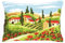 VERVACO Kreuzstich Stickpackungen Kissen Stickerei Set Anfänger Vorgedruckt Landschaft i.d. Toskana DIY Set Kreativ Set Für Erwachseneca. 40 x 40 cm Bastelset Handwerker Haus Dekoration