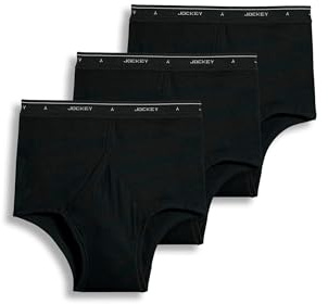 Jockey Classic Full Rise Brief- 3 Pack - 100% Cotton Underwear for Men, Black, 36