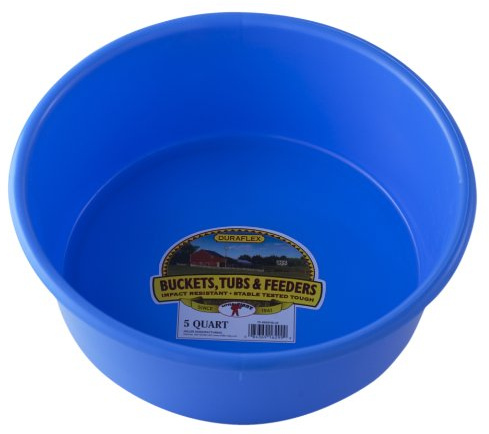Little Giant® Plastic Utility Pan | Feed Pan | Durable & Versatile Livestock Feeding Bucket | Made in USA | 5 Quart | Berry Blue