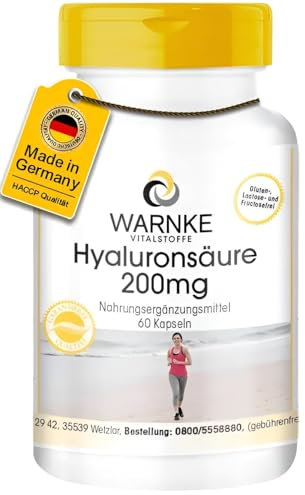 Hyaluronsäure 200mg - 60 Kapseln - hochdosiert - vegan | Warnke Vitalstoffe - Deutsche Apothekenqualität
