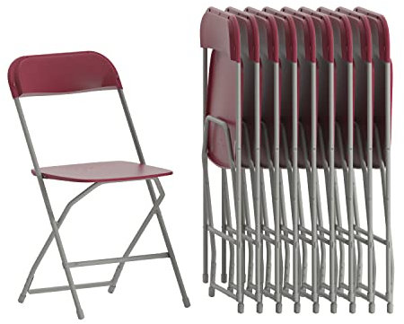 Flash Furniture Hercules Plastic Folding Event Chair, Red, 10-Pack