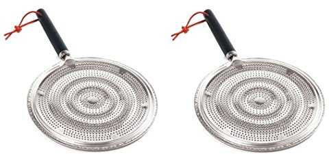 Norpro 2-Pack Heat Diffuser (Silver, Tin, Wood) - Kitchen Cooking Appliance - Blowtorch - NRO 144