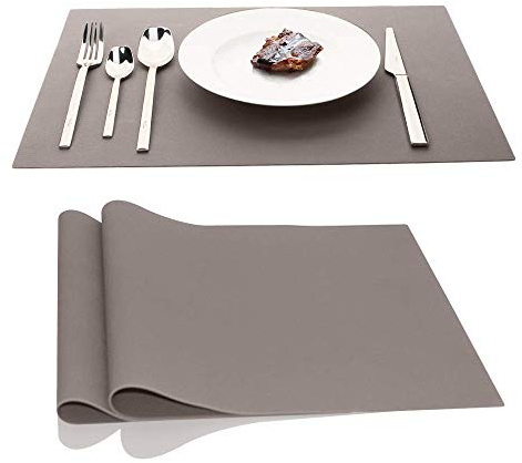 Ainimi große Silikon-Tischsets, Platzdeckchen, 45 x 32 cm, 2 Stück hellgrau