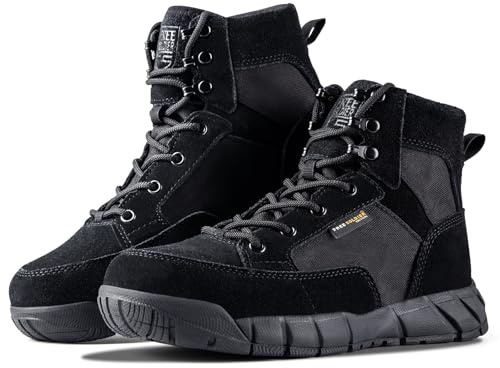 FREE SOLDIER Tattico da Uomo Stivali da 6 Leggeri Stivali Traspiranti Leggeri Estivi con Tessuto Sottile e Resistente (Nero 45 EU)