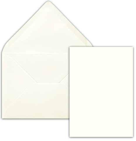 25 stycken kort med kuvertset – enkelkort Din A5–14,8 x 21 cm naturvit med brevkuvert Din C5–15,4 x 22 cm naturvit – våtlimning
