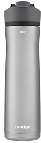 Contigo Cortland Chill 2.0 Vacuum-Insulated Stainless Steel Water Bottle, Spill-Proof Sip Technology, Interchangeable Lid, 24oz, Steel/Licorice, Perfect for Fitness Travel Everyday Use