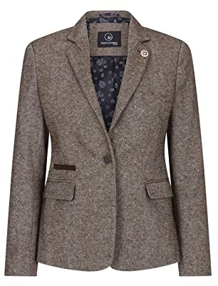 Blazer de lana de espiga para mujer, clásico, elegante, casual, vintage, a cuadros, años 20