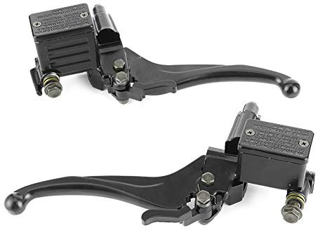 Kuuleyn Bremshebel, ATV Bremspumpe, Kupplungspumpe Motorrad Paar 22mm Hydraulische Kupplung Links/Rechts Oben Vorne/Hinten Bremspumpe mit Griff Parksperre Edelstahl roller brems pumpe