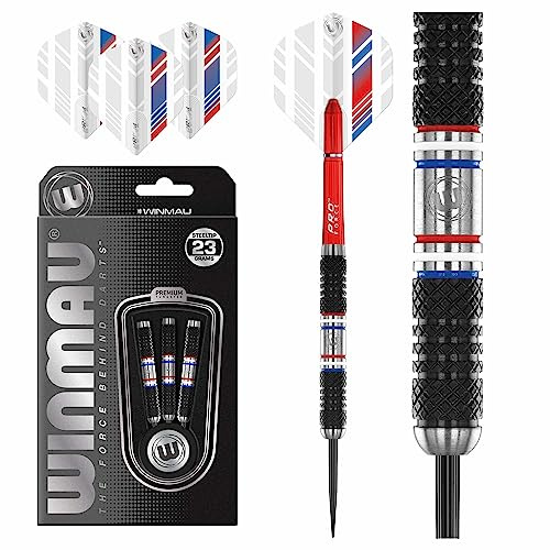 WINMAU Thibault Tricole 23 Gram Professionell Stålspets Volfram Dart Set med dartflygs och stjälkar