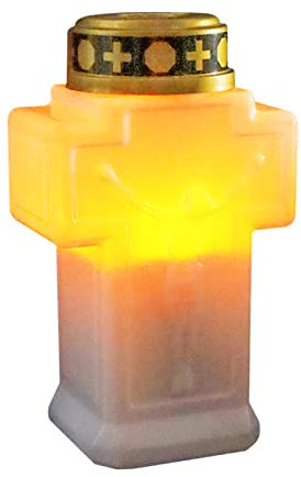 Bougie Solaire LED, Lanterne Funéraire pour Cimetière, Bougie Cimetiere Solaires Funéraire Rouge ou Blanc Forme de Croix, Lampe Funéraire pour Tombe avec Capteur Crépusculaire pour Cimetière
