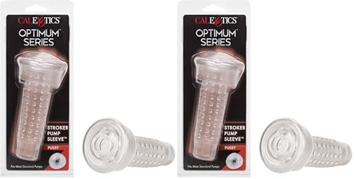 CalExotics Optimum Series Stroker Pussy Pump Sleeve - Male Silicone Masturbation Sleeve - 6.25 Inch Adult Male Masturbator Sex Toy – Clear (Pack of 2)