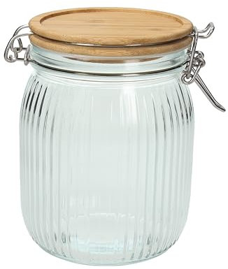 Tognana Tarro de cristal transparente con tapa de bambú 700 cc