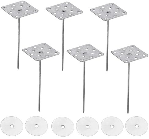 PATIKIL 2,4 Pollici Perni Isolanti Perforati con Rondelle Rotondo, 40pz Tassello a Muro Chiodi Isolanti Alluminio per Fissare Pannelli Schiuma Parete o Soffitto