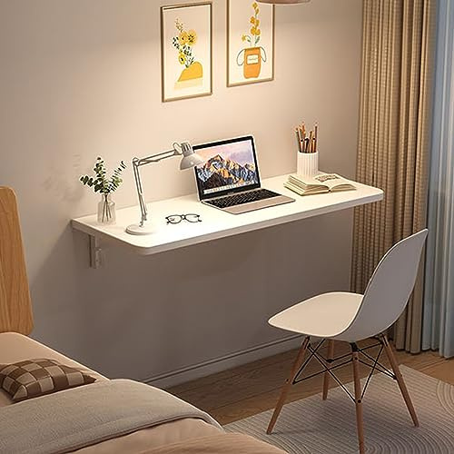 OHMG Wandklapptisch, Wandtisch, klappbar, aus Holz, Esstische, Wandklapptisch, skandinavischer Tisch, Computertisch (weiß, 60 x 30 x 1,6 cm)