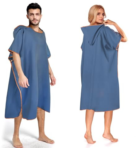 Serviette de Plage Poncho,Peignoir à Langer,Poncho Surf, Poncho de Bain, Peignoir Poncho, Poncho de Plage avec Capuche, Peignoir Microfibre, Séchage Rapide, pour Natation Camping Plage Surf