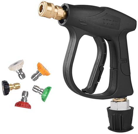 Zjyufy Pistola per idropulitrice con 5 ugelli a spruzzo, 4350 psi Max Pistola per lavaggio auto, pistola per schiuma a neve, ad alta pressione per lavaggio auto e pulizia patio