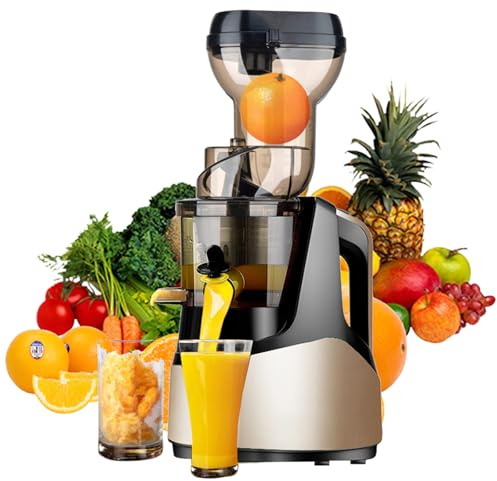Cold Press Juicer, Slow Masticating Juicer-maskiner, Nama-juicer, Juicermaskin Med 200W Stor Utmatningsränna, Passar Hela Grönsaker Och Frukter, Lätt Att Rengöra silver