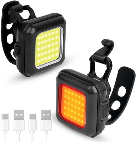 Ainiv Ultradelgadas Luces Bicicleta Delantera y Trasera, Luz Bicicleta Recargable USB, 3 Modos de Iluminación, IP65 Impermeable Linterna Bicicleta para Ciclismo Nocturno, Mochila, Camping
