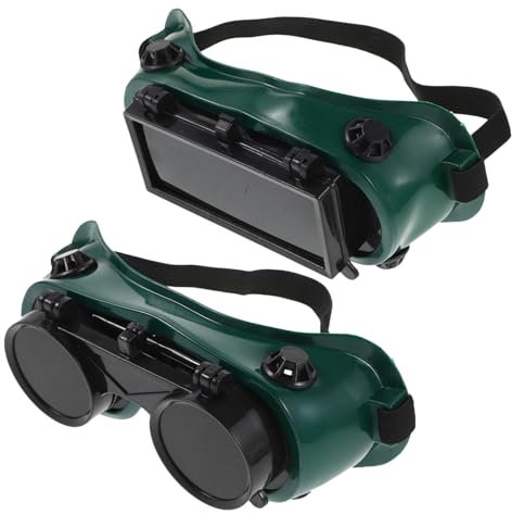 Garneck Welding Safety Goggles Flip-up Lens Anti-scratch Industrial Protective Glasses for Arc Brazing Cutting Dust Resistance 2pcs Set