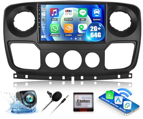 CAMECHO 2G+64G Android 13 Car Stereo for Renault Master/OPEL Vauxhall Movano/Nissan NV400 (2010-2019) with Wireless CarPlay Android Auto 10 Touch Screen Bluetooth Car Radio GPS WiFi FM Reverse Camera
