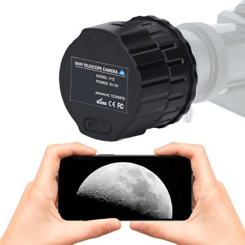 WiFi-teleskopkamera, Trådlöst Elektroniskt Okular, 2K-videoinspelning och 24 MP-foto för 24 Mm-50 Mm Skop, för Astrofotografering, Fågelskådning (Inget minne)