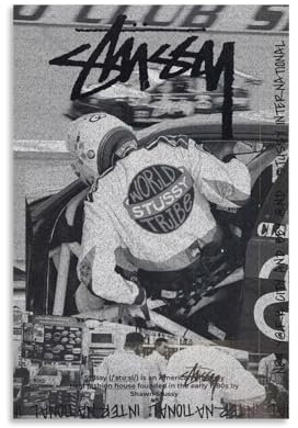 Lcaltcp Póster artístico de pared Stussy Art para habitación, lienzo estético, decoración de dormitorio, 12 x 18 pulgadas (30 x 45 cm)