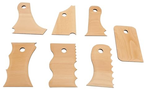 7st Beech Wood Pottery Foot Shaper Set - Multi -Shape Wood Rib Trimning Tools for Clay Sculpting & Ceramic Smoothing | Professionella Hantverksverktyg för Nybörjare och