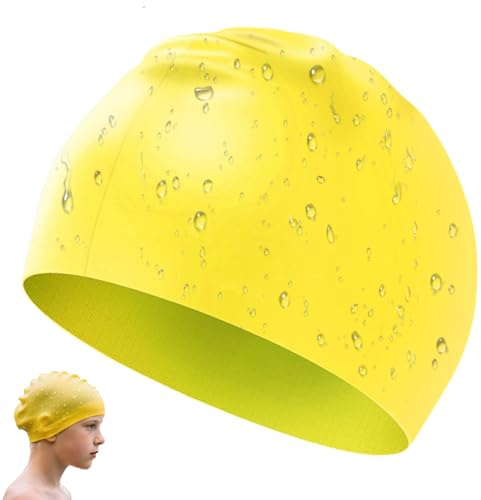 Kids Swimming Cap, Waterproof Comfortable Silicone Swim Caps Durable and Odour Free Swims Hat for Boys and Girls 3-14 Years