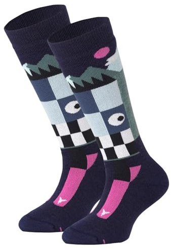ATOMIC Junior Ski-Socken in Deep Ocean - Größe 35-38 - Warme Kinder-Skisocken mit Polsterung für Mädchen & Jungen - Kniestrümpfe mit nahtloser Zehenbox - Thermosocken aus Merinowolle Polyester & Nylon