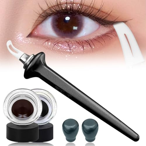 DIFLAX Eyeliner, Strumento Eyeliner In Silicone, Strumento Portatile Per Eyeliner, Facile Da Usare, Riutilizzabile, In Silicone, Per Trucco Occhi E Principianti (Nero+Marrone)