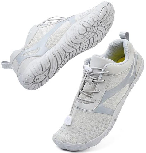 DimaiGlobal Zapatillas Barefoot Hombre Mujer Calzado Descalzos Ligera Transpirables y Antideslizantes para Trail Running Minimalistas Zapatillas de Deporte Exterior Interior 40EU Gris