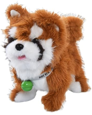 Qectial Chien électrique En Forme de Chien avec Musique et Lumières Colorées – Un Animal de Compagnie électronique pour Enfants, Idéal Comme Cadeau de Noël Ou, Brun