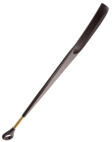 NUSITOU Calzador Portátil de Madera de Haya Color Burdeos, Mango Largo para Adultos, Calzador para Botas y Zapatos Casuales, Adecuado para Viajes y Uso Diario