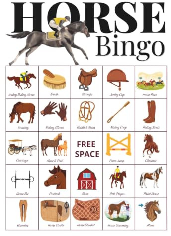 Horse Bingo Game: 32 Player Equestrian Party Games for Derby Day Parties, Horse Show Events, and Gifts for Horse Lovers