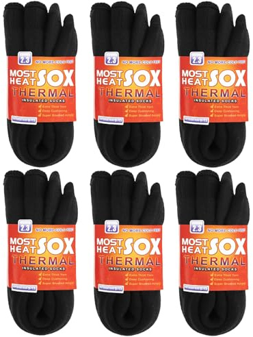 Thermal Socks for Men, Winter Warm Socks Mens for Cold Weather Extreme Temperatures,C1-black (6 Pairs)
