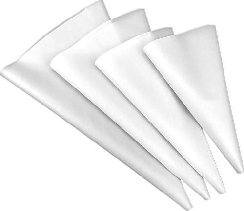 Chikanb 4 PCS Piping Bags Reusable, Thickened EVA Pastry Icing Bags Reusable Cream Bag Kit for Cake Decorating Baking Cookies Chocolate Cupcake, DIY Cake Decorating Tool, White (10,12,14,18)