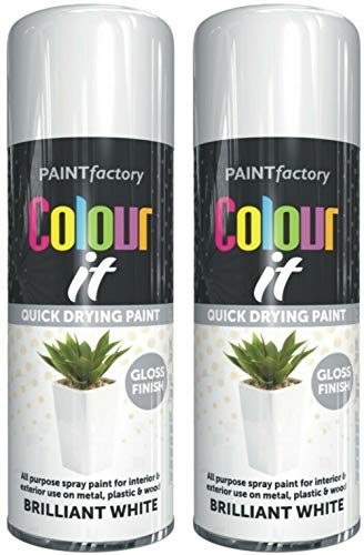 Life Necessities Brilliant White Spray Paint, 2 x 400ML, Gloss Finish, All-Purpose, 800ml, White, Wood, Metal, Plastic